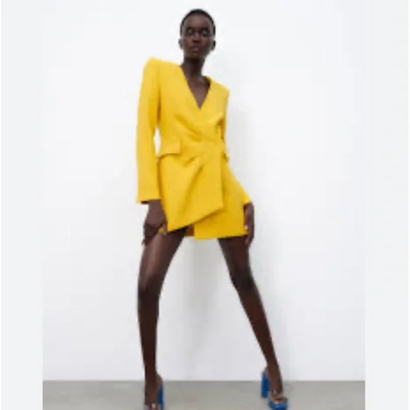 Zara wrap draped blazer, mini dress size S; new